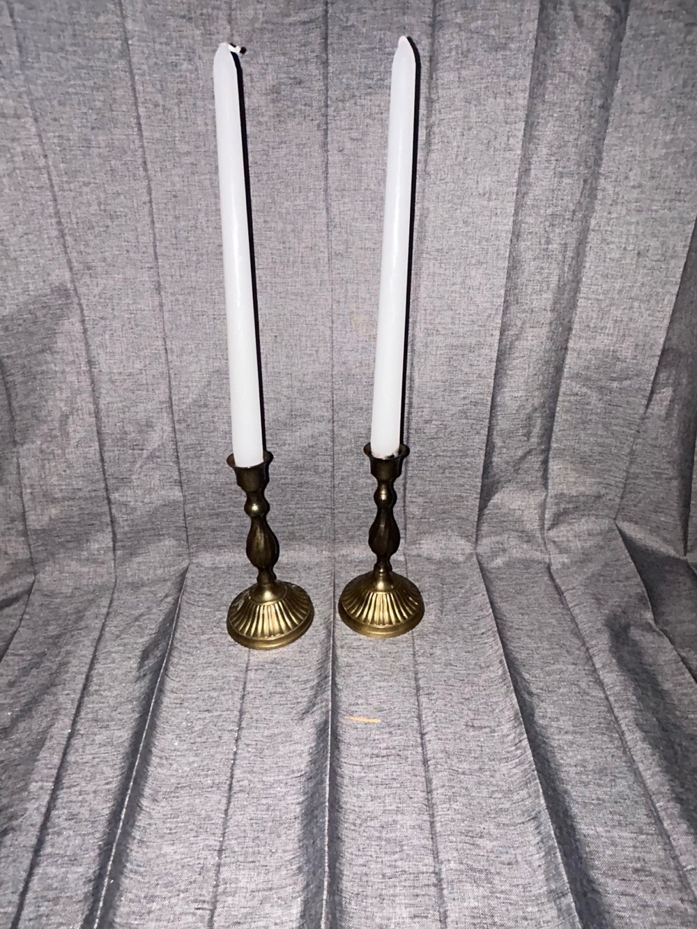 Brass Taper Candle Holders Pair - Classic Gold Finish 6” T candles not/include